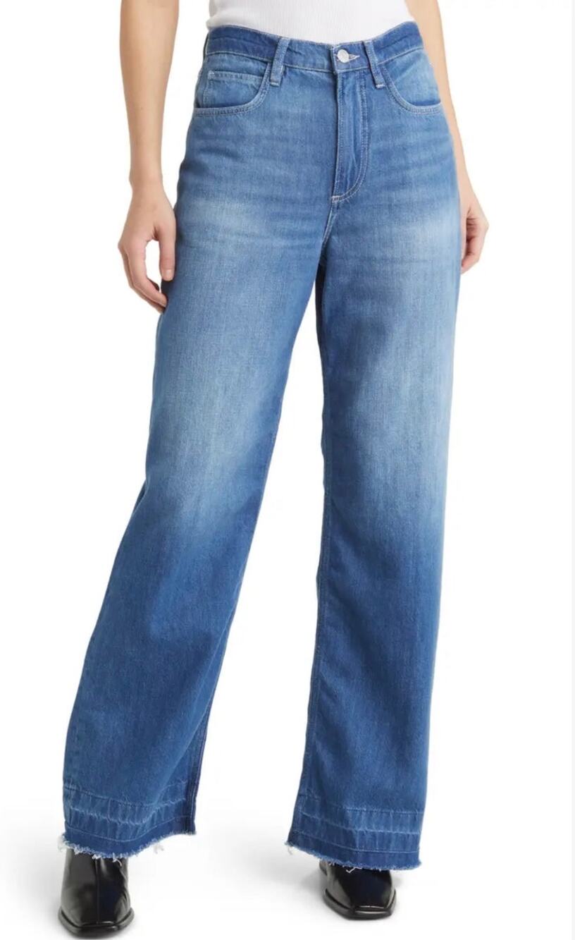 FRAME Le Pixie High N Tight Wide Leg Jeans Women’s 27 Atrium Raw Hem EUC